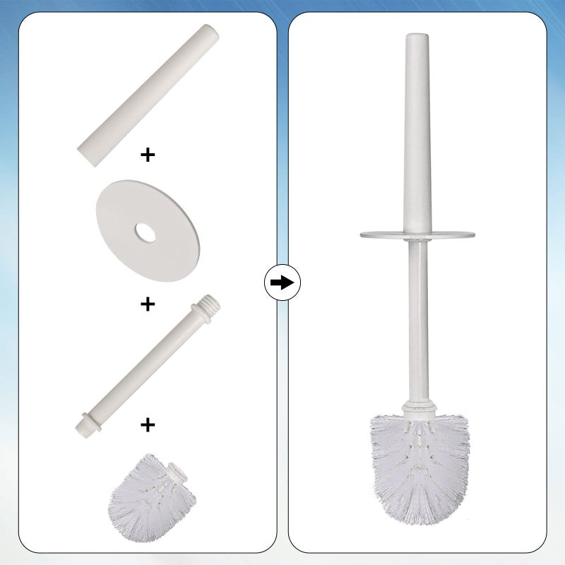 Topsky Toilet Brush 2 Pack Compact Toilet Brush & Holder Set Plastic Round Barrel Loo Brush with 2 Replacement Toilet Brush Head Durable for Bathroom Toilet White - Image 5